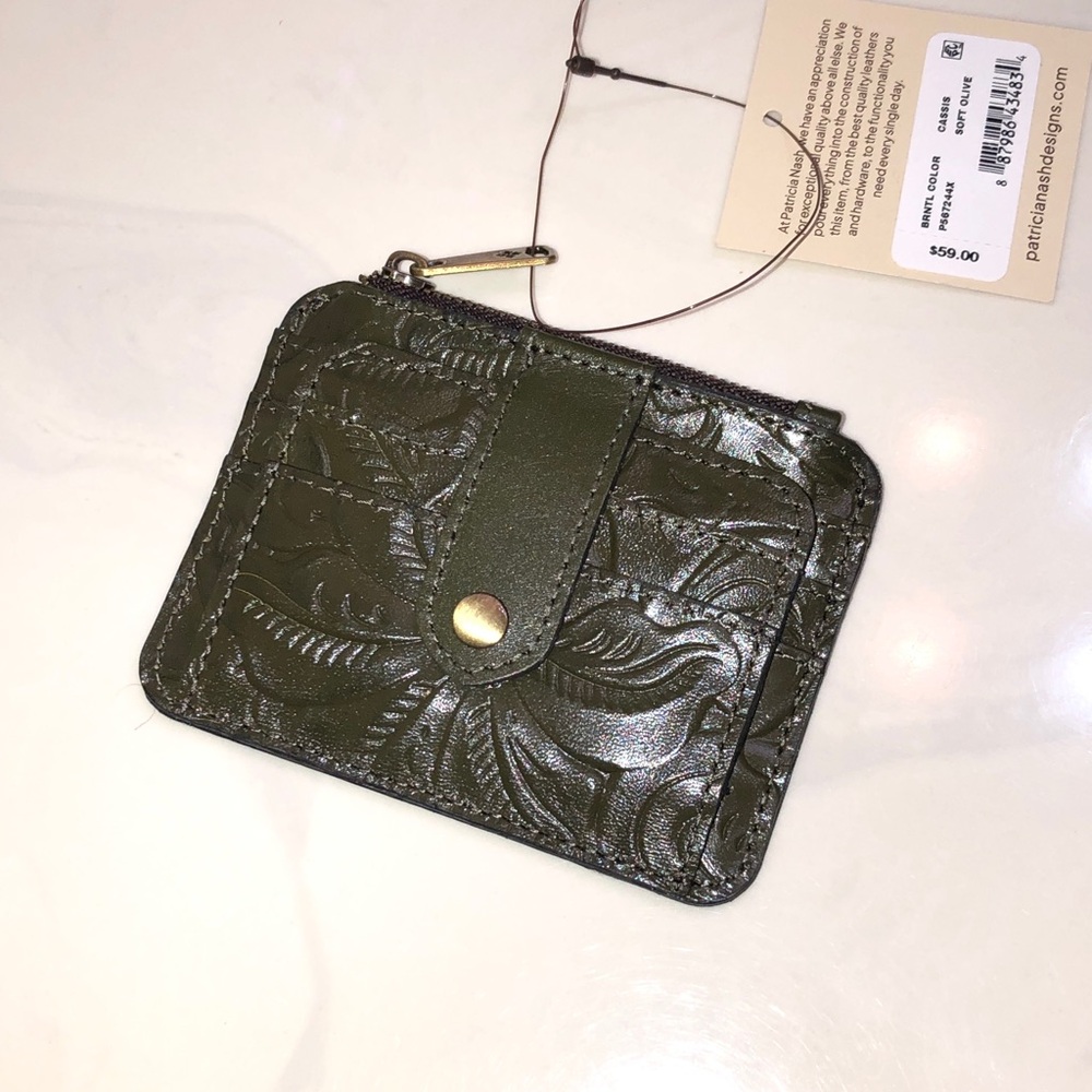 Patricia Nash Cassis Burnished Tooled Leather ID Card Case Soft Olive NWT - Picture 16 of 16